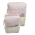 Dual Chamber Terry Cloth Toweling Soft Fabric Cosmetic Bag Make up Cute Pouch Mini for Women