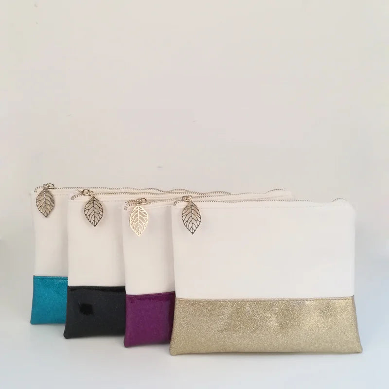 Durable Canvas Makeup Brush Bag Glitter Cotton Purse Cosmetic Bag Travel Toiletry Organizer Bag