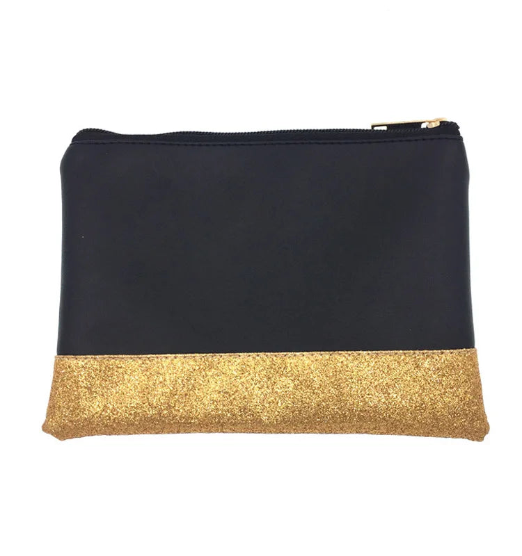 Durable Canvas Makeup Brush Bag Glitter Cotton Purse Cosmetic Bag Travel Toiletry Organizer Bag
