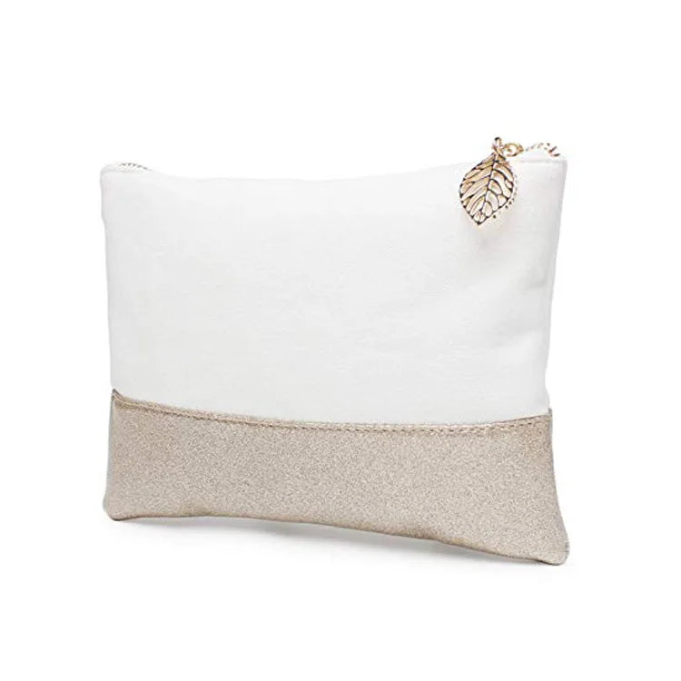 Durable Canvas Makeup Brush Bag Glitter Cotton Purse Cosmetic Bag Travel Toiletry Organizer Bag