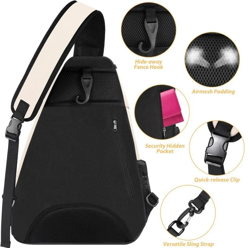 Durable Oxford Polyester Unisex Badminton Bag Indoor Sports Training Single-shoulder Tennis Bag Pickleball Backpack Crossbody