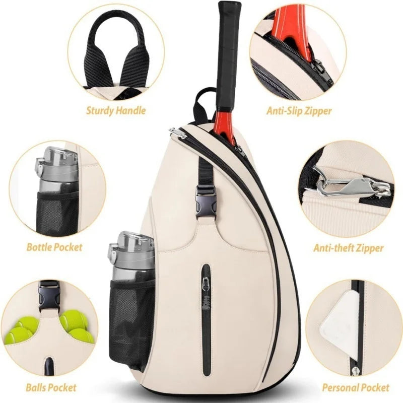 Durable Oxford Polyester Unisex Badminton Bag Indoor Sports Training Single-shoulder Tennis Bag Pickleball Backpack Crossbody