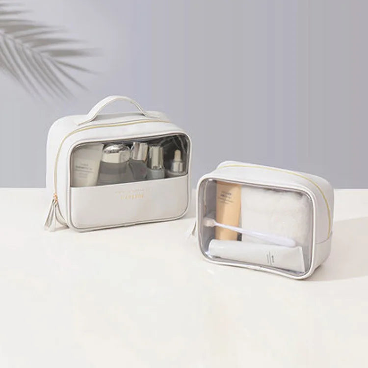 Eco-friendly Waterproof Transparent Pvc Cheap clear Cosmetic Makeup Bag logo