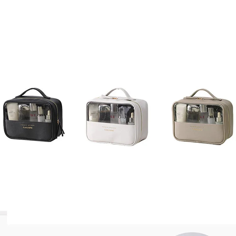 Eco-friendly Waterproof Transparent Pvc Cheap clear Cosmetic Makeup Bag logo