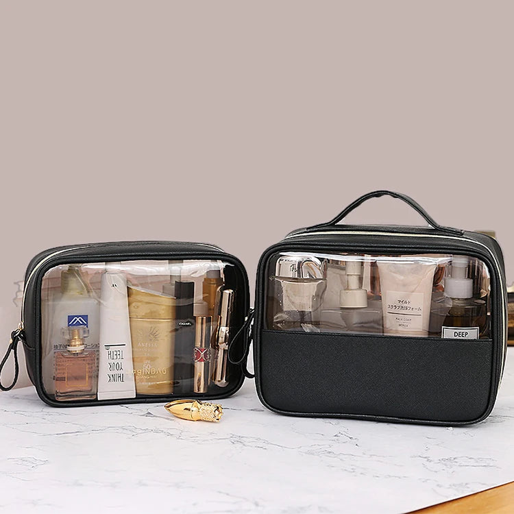 Eco-friendly Waterproof Transparent Pvc Cheap clear Cosmetic Makeup Bag logo