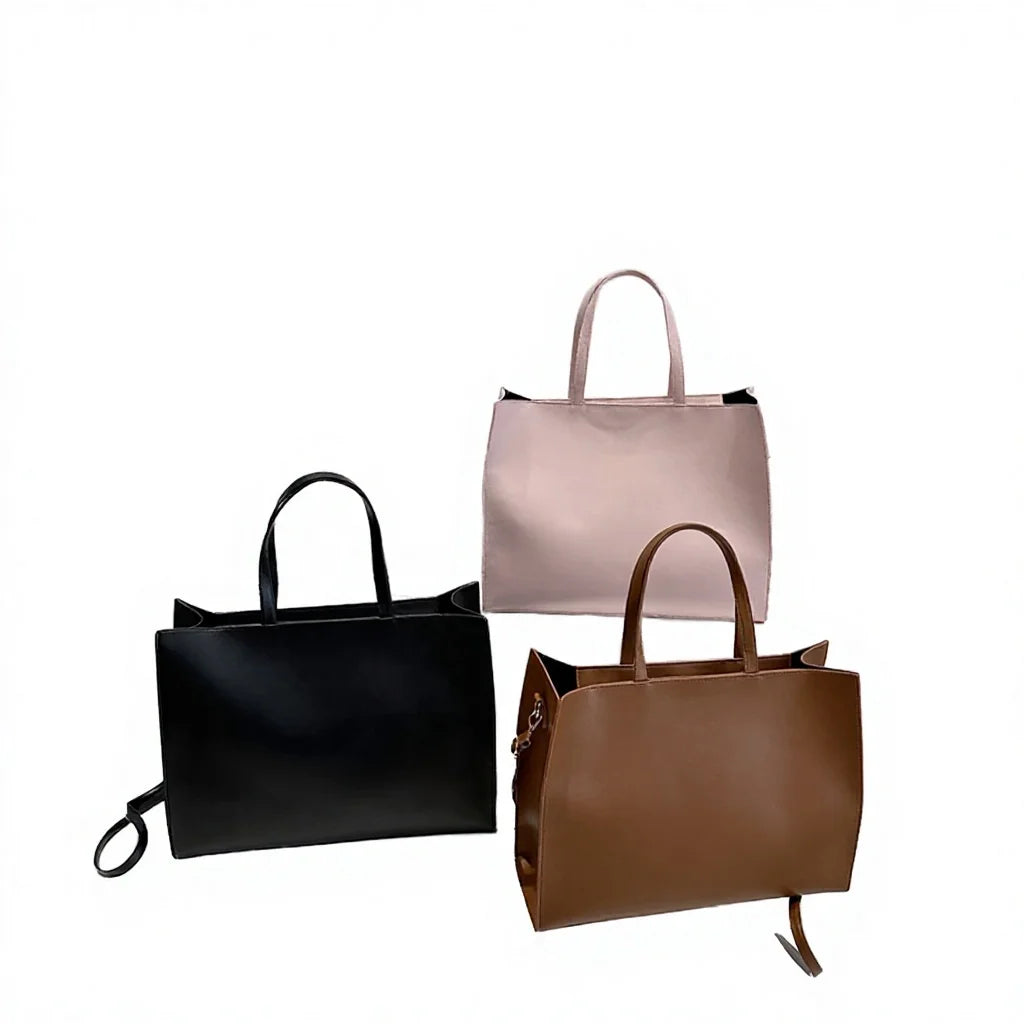 Embossed Letter PU Two-Open Chain Strap Lightweight Large Capacity Luxury Fashion Women Tote Bag Daily Shoulder Handbag Casual