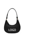 Embossed Texture Crescent Shoulder Bag, Gloss Body, Gold Zipper + Dual Ring Hardware,Multi-Color Brand Customization OEM/ODM