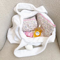 Embroidery Logo Travel Women Floral Cosmetic Bag Cute Soft Terry Pouch Bag