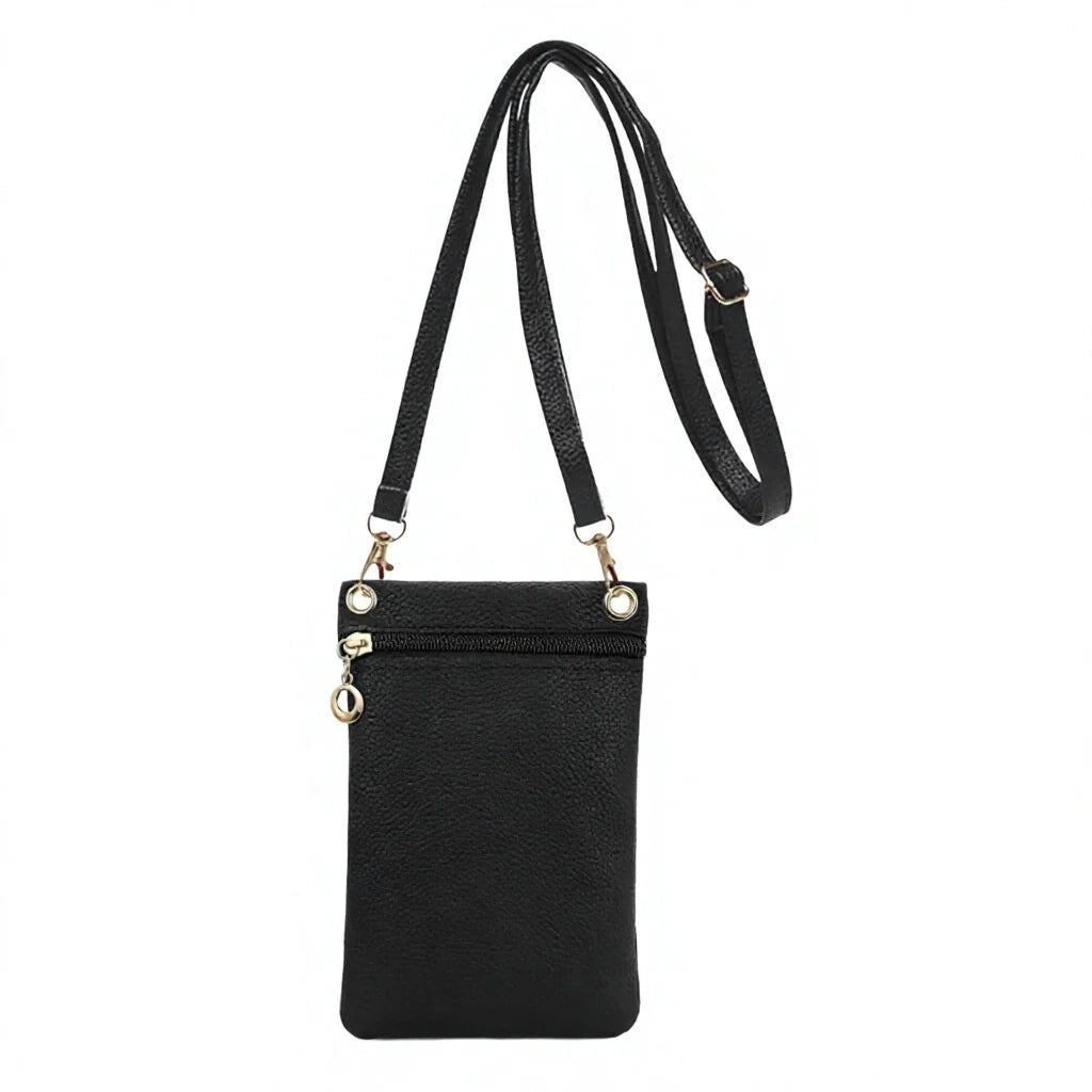 Energather Small Soft PU Leather Zipper Closure Crossbody Single Strap Phone Pouch Bag for Women
