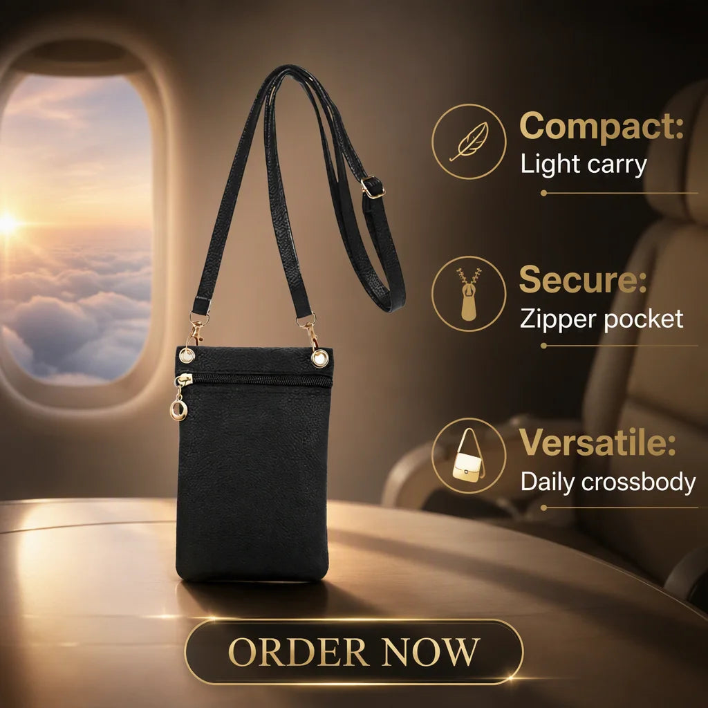 Energather Small Soft PU Leather Zipper Closure Crossbody Single Strap Phone Pouch Bag for Women