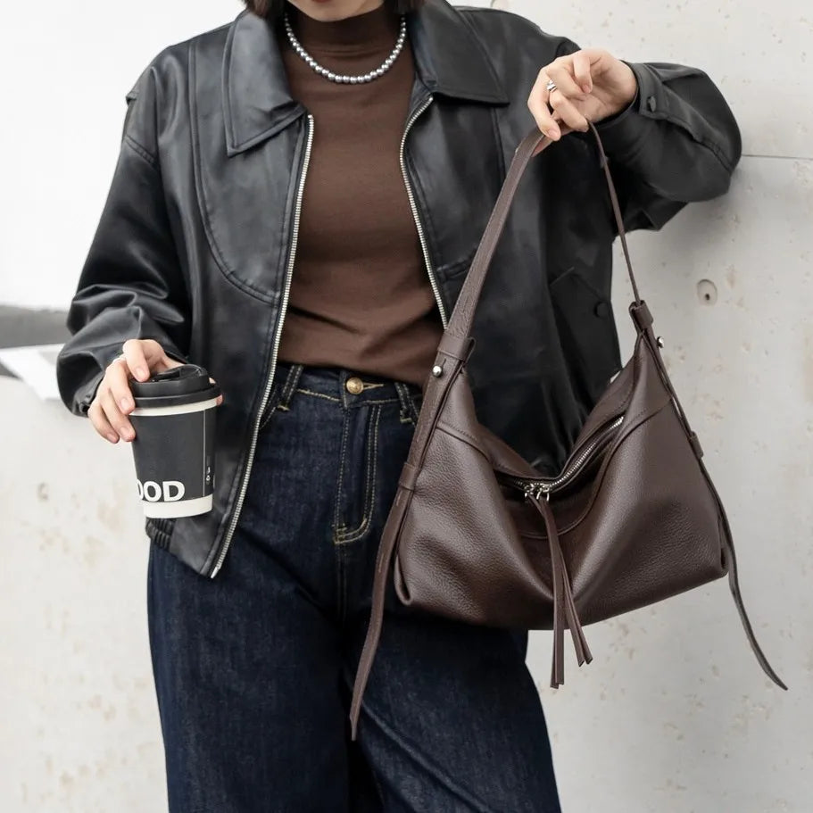 European Style Genuine Leather Ladies' Bags Casual Fashion High Quality Cowhide Women's Shoulder Bags Crossbody Bags