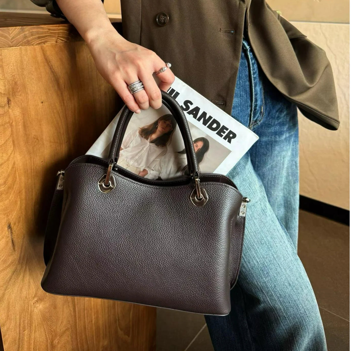 European Style Genuine Leather Women's Handbags Crossbody Shoulder Bags Elegant Fashion Cowhide Ladies Bags Wholesale or Custom
