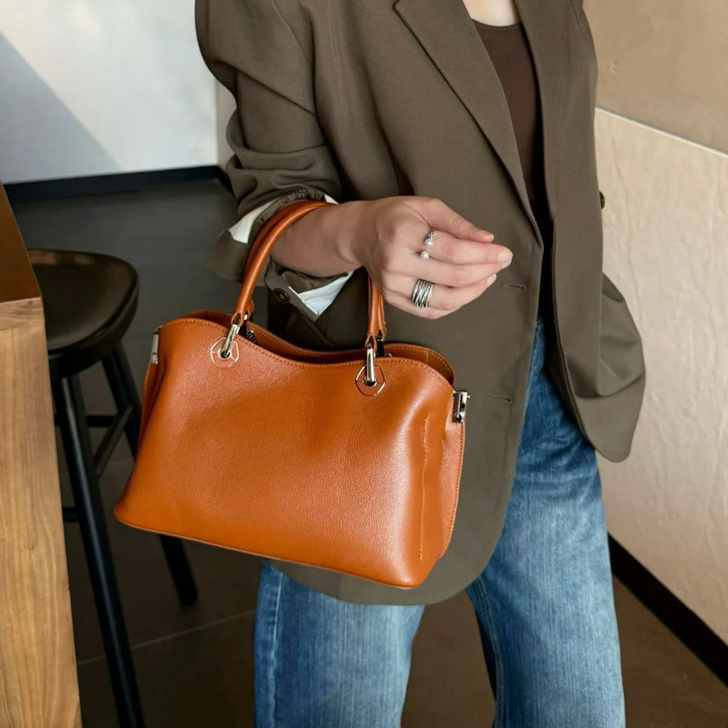 European Style Genuine Leather Women's Handbags Crossbody Shoulder Bags Elegant Fashion Cowhide Ladies Bags Wholesale or Custom
