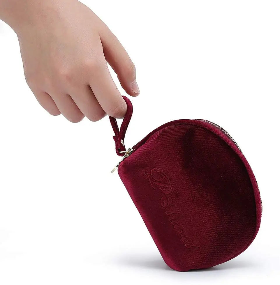 Factory Custom Velvet Makeup Cosmetic Bag with Logo Soft Luxury Toiletry Zipper Bag Make up Skincare Products Packaging Pouch