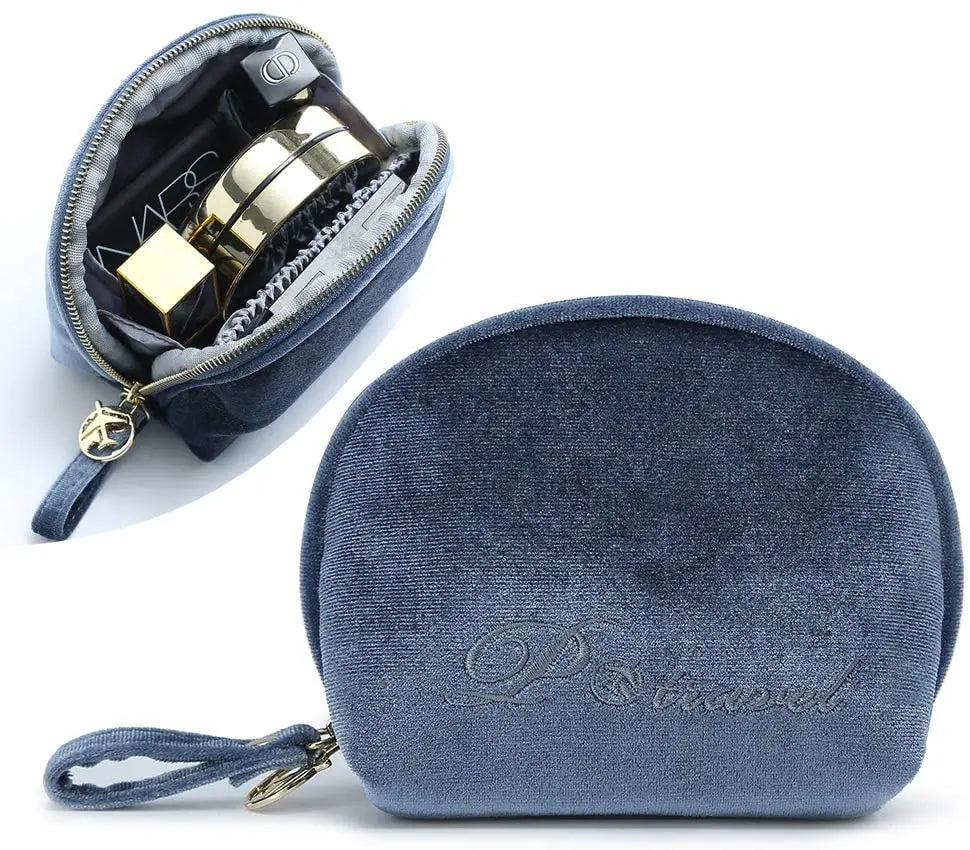 Factory Custom Velvet Makeup Cosmetic Bag with Logo Soft Luxury Toiletry Zipper Bag Make up Skincare Products Packaging Pouch