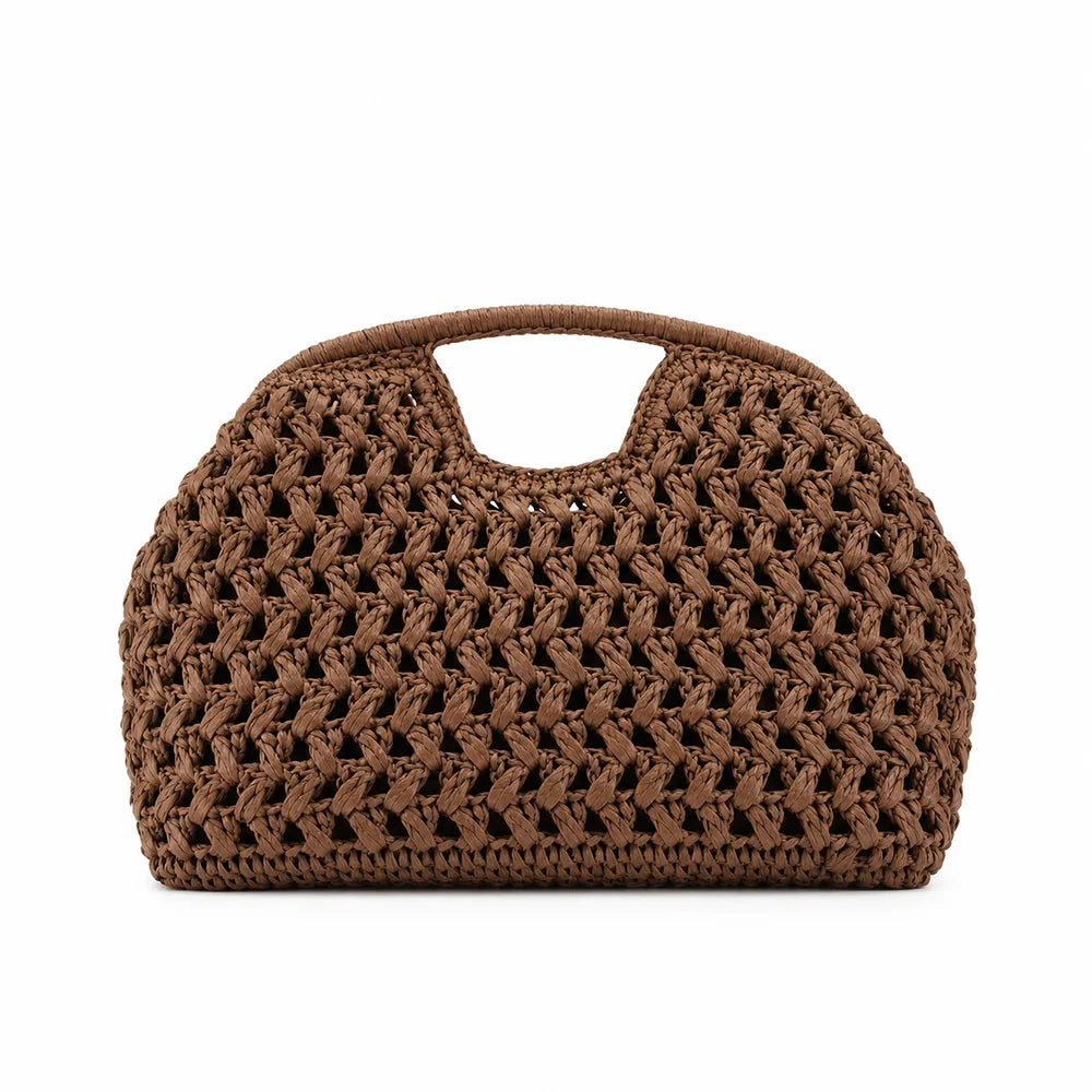 Factory Direct Handwoven Raffia Semicircular Handbag Braided Handle Detachable Crossbody Strap Toggle Closure OEM Bulk Custom