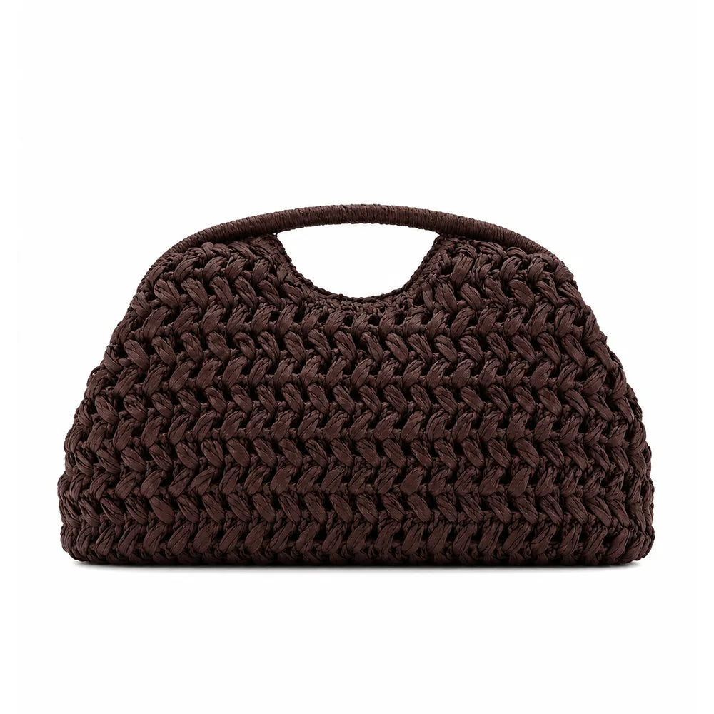 Factory Direct Handwoven Raffia Semicircular Handbag Braided Handle Detachable Crossbody Strap Toggle Closure OEM Bulk Custom