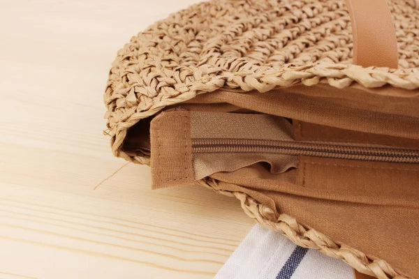 Factory Direct New Big-name Simple Round Shoulder Straw Bag Woven Beach Summer Woman Handbag