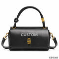 Factory Direct PU Leather Structured Handbag Top Handle Knot Detail Gold Twist Lock Detachable Shoulder Strap OEM Bulk Custom