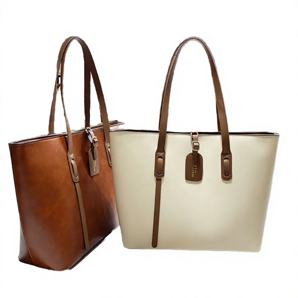 Factory Wholesale High Quality Large Capacity Solid Color Zipper Closure Chains PVC Lining PU Leather Handbags for Women