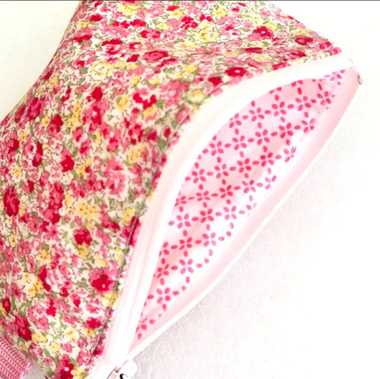 Fashion Flat Zipper Makeup Pouch Cotton Floral Cosmetic Bag Cute Small Coin Purse
