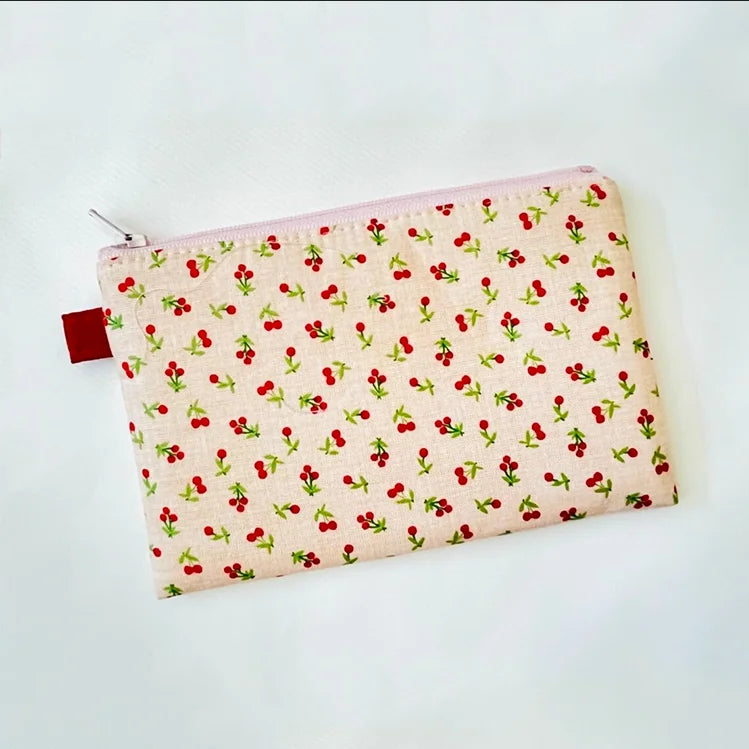 Fashion Flat Zipper Makeup Pouch Cotton Floral Cosmetic Bag Cute Small Coin Purse