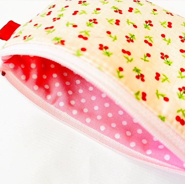 Fashion Flat Zipper Makeup Pouch Cotton Floral Cosmetic Bag Cute Small Coin Purse