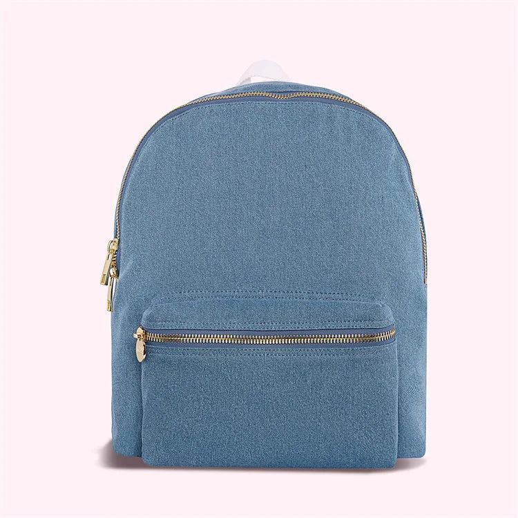 Fashion Leisure Jeans Backpack Denim Jeans Bag Travelling Women Backpack With Patch