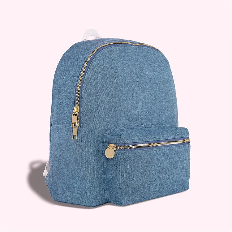 Fashion Leisure Jeans Backpack Denim Jeans Bag Travelling Women Backpack With Patch