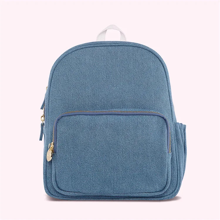 Fashion Leisure Jeans Backpack Denim Jeans Bag Travelling Women Backpack With Patch