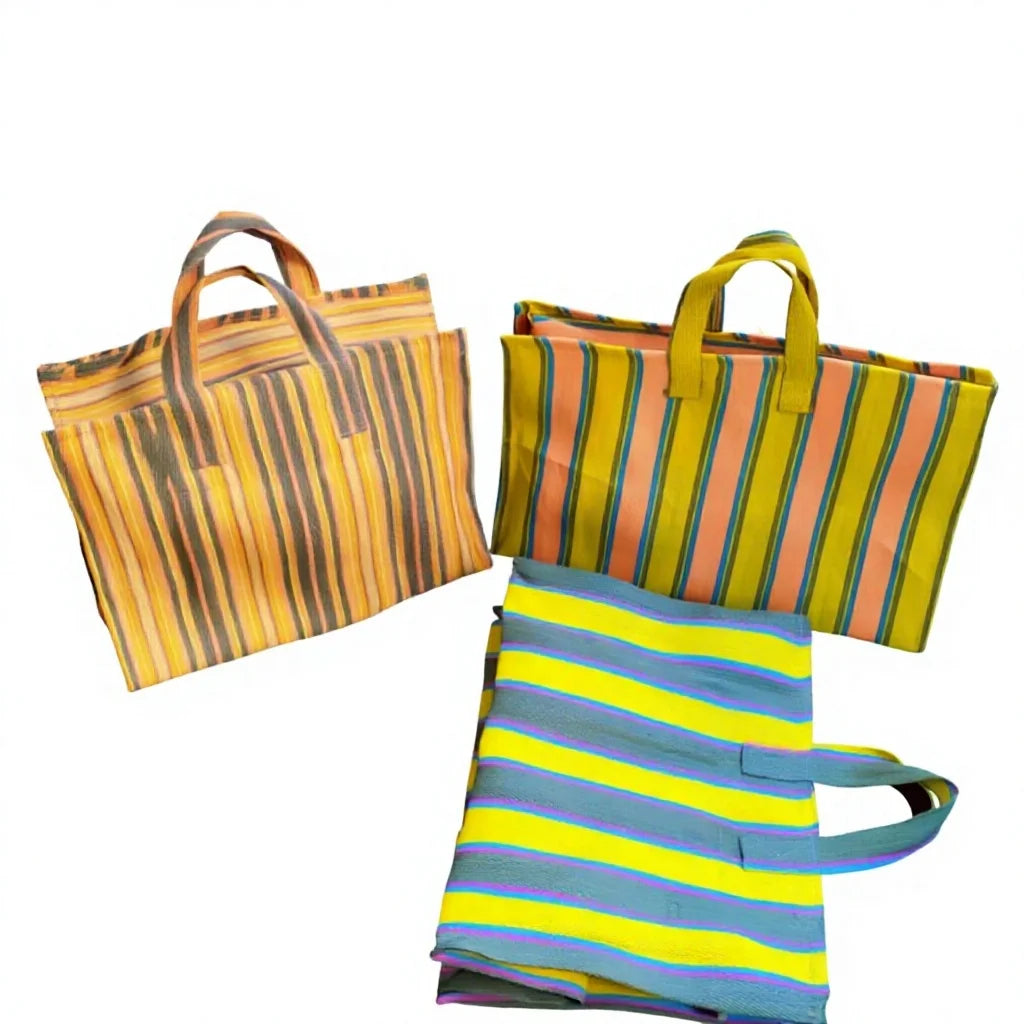 Fashion Striped Mini Makeup Bag with PU Zipper Closure Reusable Eco-Friendly Small Travel Portable Clutch Cosmetic Organizer Bag