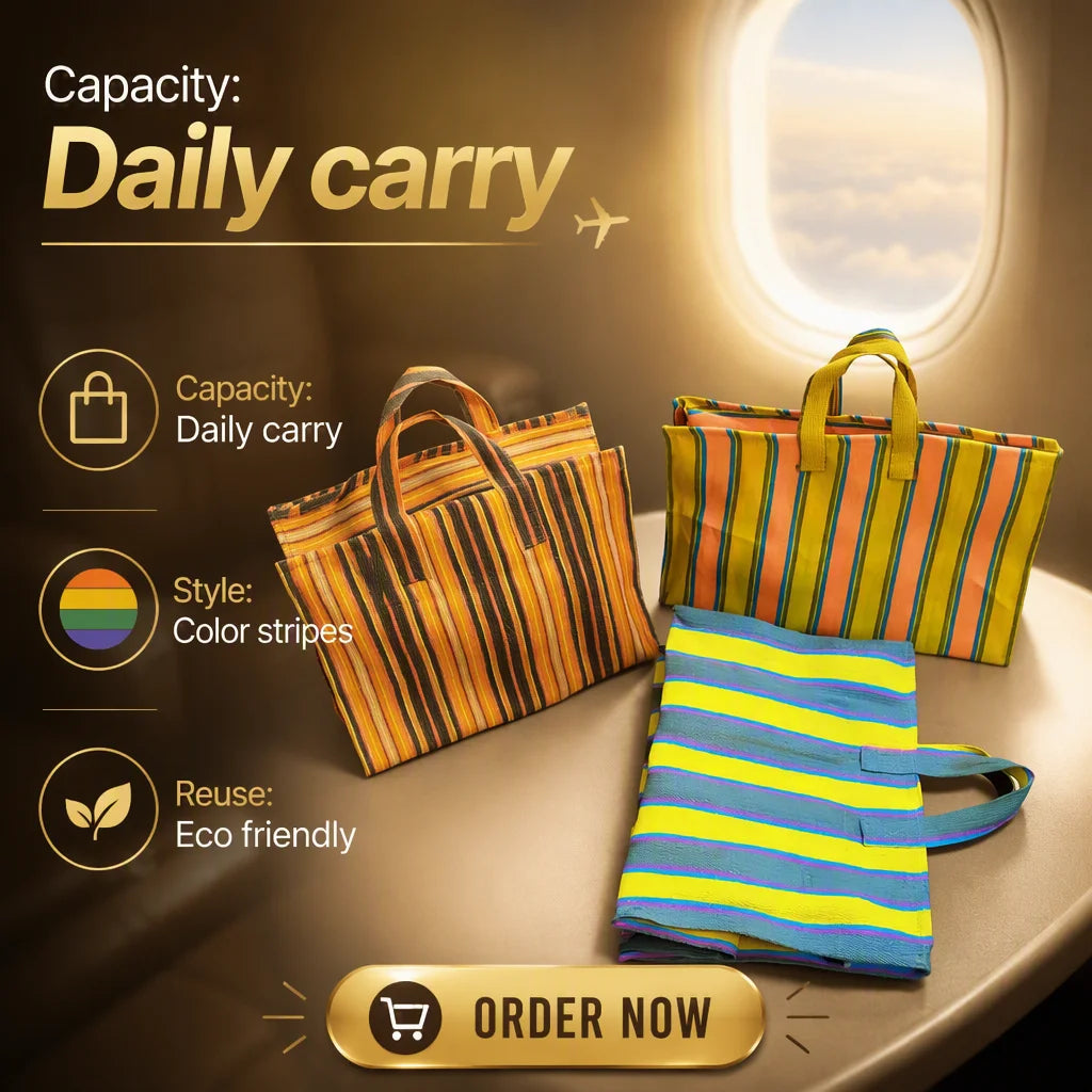 Fashion Striped Mini Makeup Bag with PU Zipper Closure Reusable Eco-Friendly Small Travel Portable Clutch Cosmetic Organizer Bag