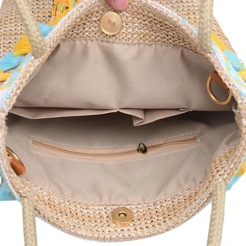 Female Bag 2019 Summer New Straw Beach Bag Fashion Pineapple Hand Shoulder Messenger Bag