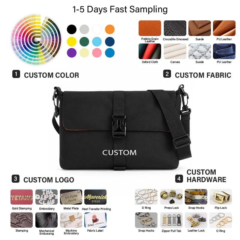 Flap Crossbody Messenger Bag, , Wide Adjustable Webbing Strap,, Multi-Color Custom Logo, OEM/ODM Factory Direct Wholesale