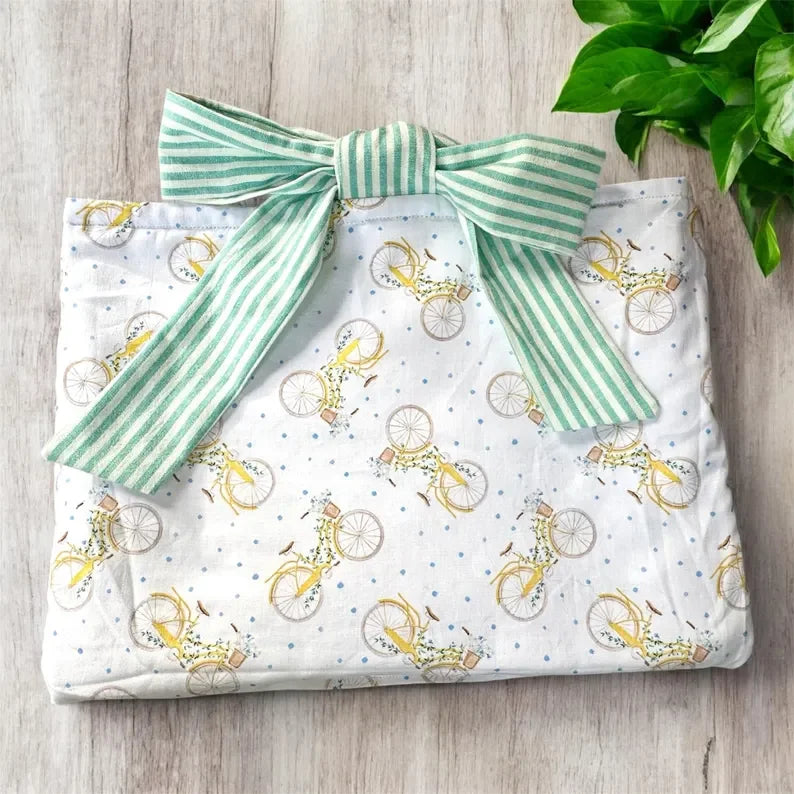 Floral Book Cover With Lace Ribbon Soft Cotton Quilted Book Sleeve Christmas Gift for Book Lovers