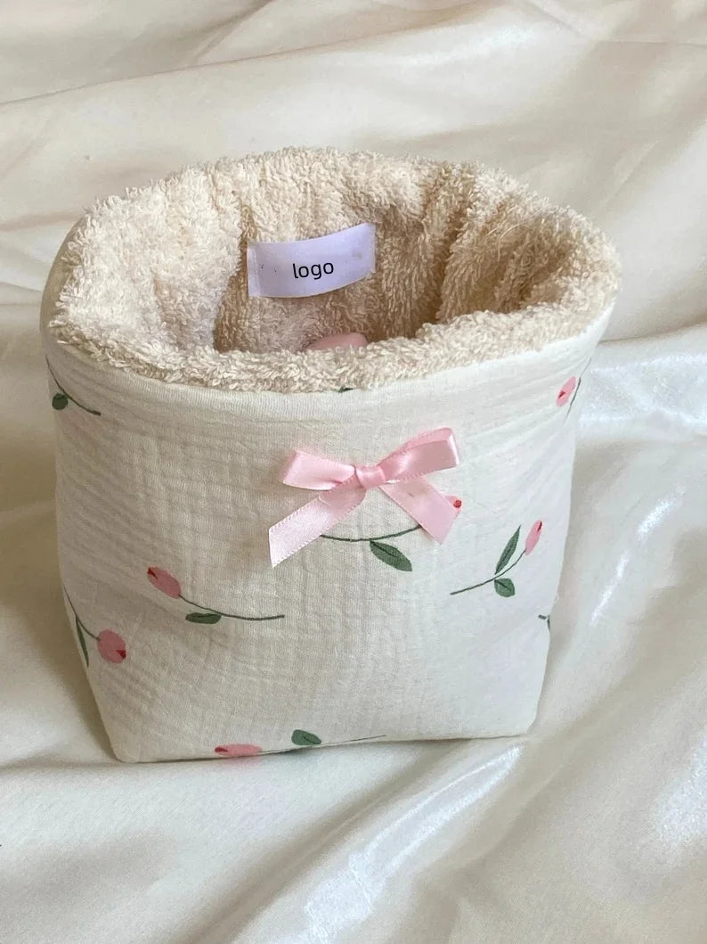 Floral Makeup Organizer Cosmetic Storage Baskets Pink Bow Makeup Organizer Cute Gift for Her