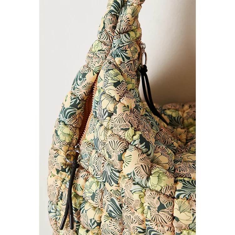 Floral Quilted Carry All Bag Handmade Cotton Shoulder Bag Blue Floral Strap Girly Bag