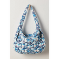 Floral Quilted Carry All Bag Handmade Cotton Shoulder Bag Blue Floral Strap Girly Bag