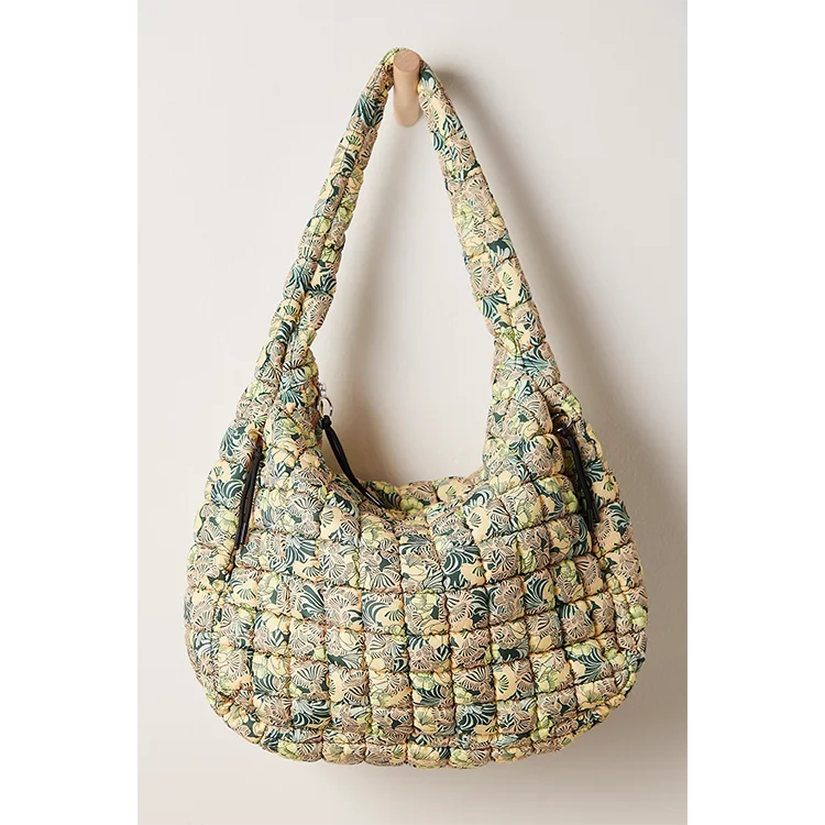 Floral Quilted Carry All Bag Handmade Cotton Shoulder Bag Blue Floral Strap Girly Bag