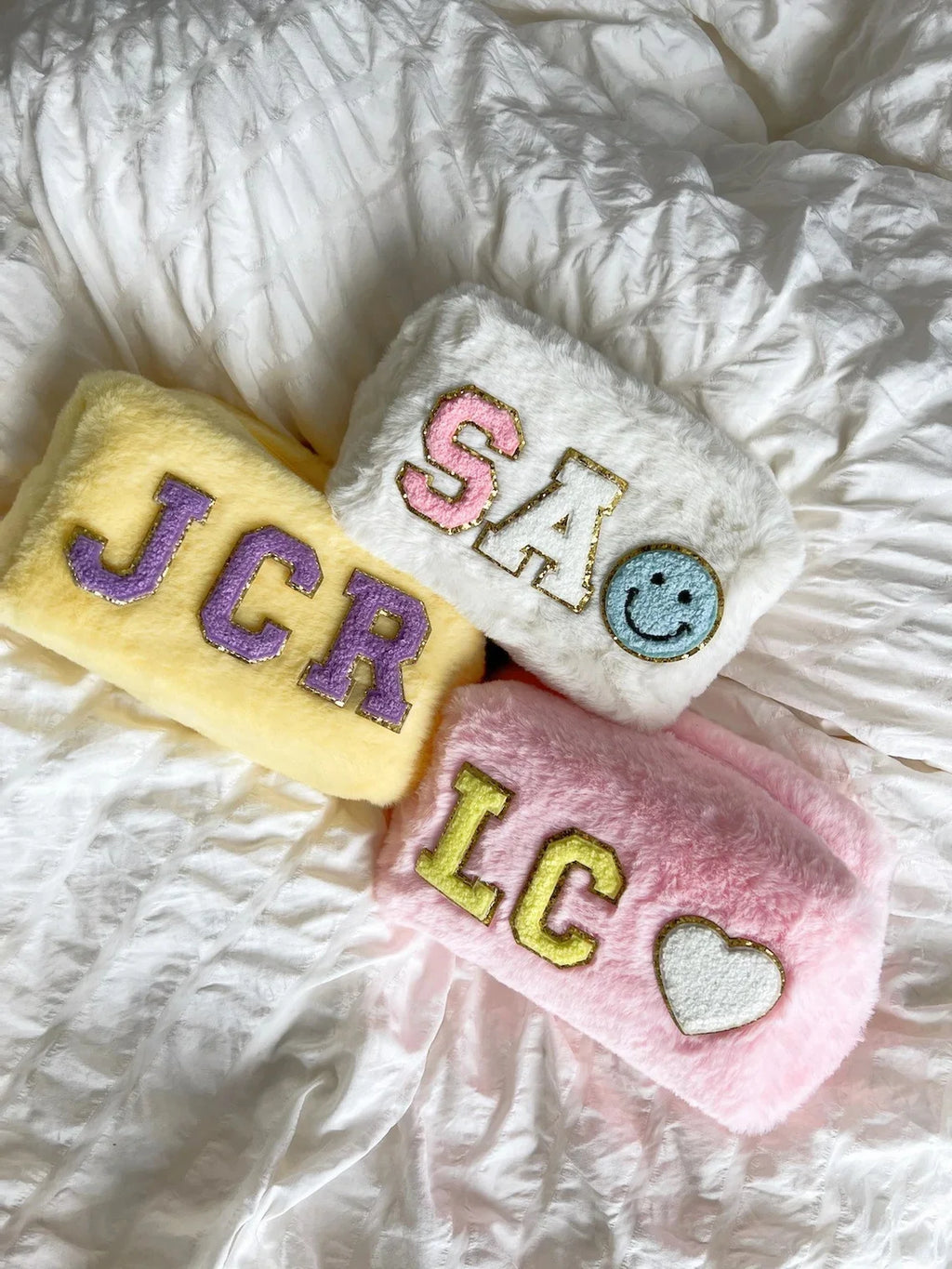 Fluffy Cute Cosmetic Pouch DIY Patch Storage Bag Beauty Bag