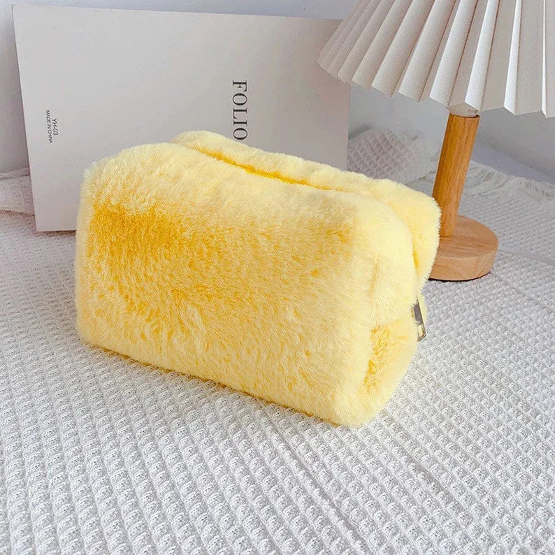 Fluffy Cute Cosmetic Pouch DIY Patch Storage Bag Beauty Bag