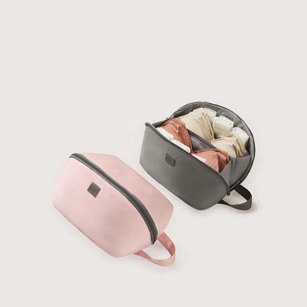 Foldable PU Storage Cosmetic Bag with Zipper Closure Portable Water Resistant Fashion Travel Clothes Organizer Underwear Bag