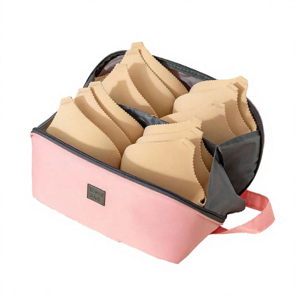 Foldable PU Storage Cosmetic Bag with Zipper Closure Portable Water Resistant Fashion Travel Clothes Organizer Underwear Bag