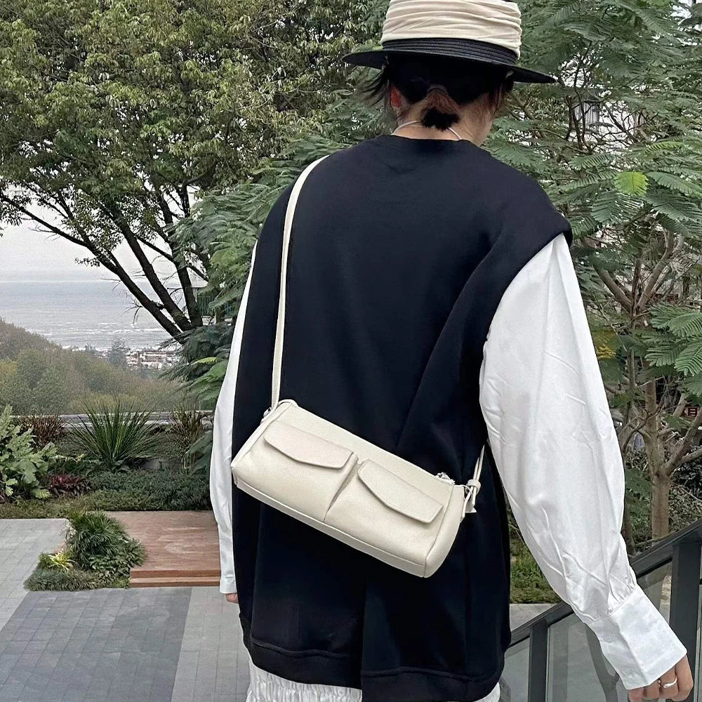 Genuine Leather Handbag Women Minimalist Shoulder Tote Bag for Work Travel Office Soft Cowhide Crossbody Satchel Purses