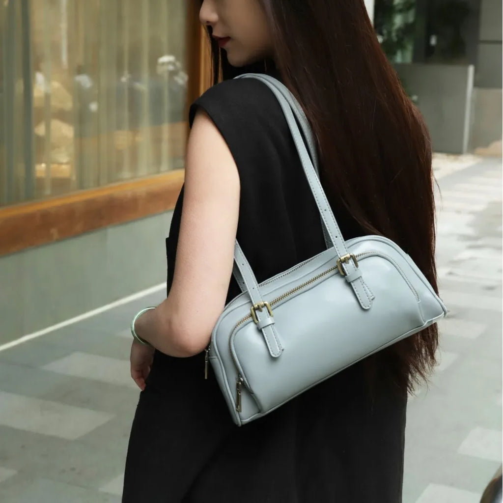 Genuine Leather Women's Shoulder Bag Underarm Bag Hot Sale of Vintage Vegetable Tanned Cowhide Ladies Bags