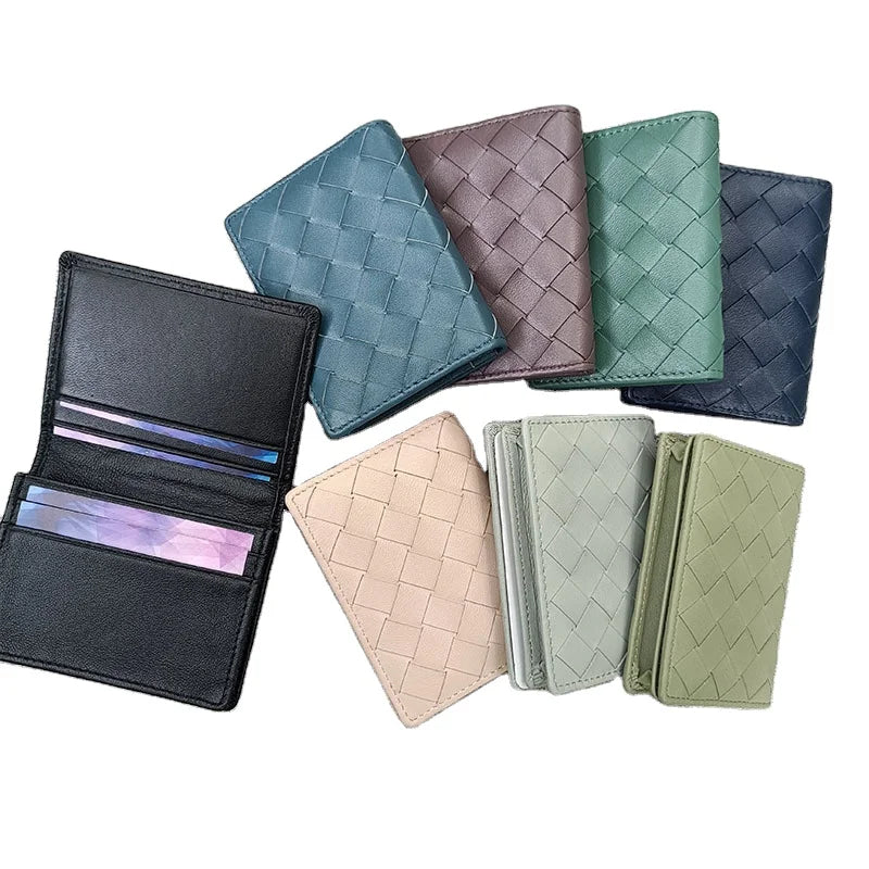 Genuine Leather Woven Wallet Card Bags Hot Selling Sheepskin Material Men and Women's Purse Card Holders