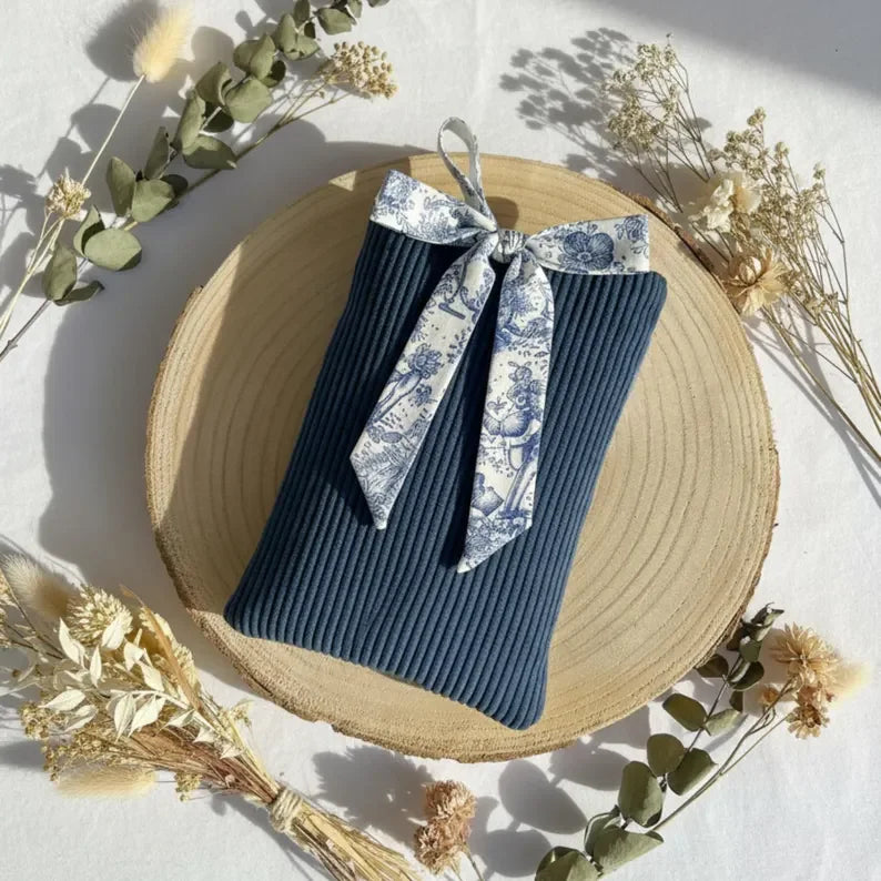 Handmade Corduroy Book Cover Personalized Bible Sleeve Embroidered Kindle Sleeve With Floral Bow