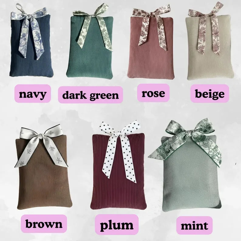 Handmade Corduroy Book Cover Personalized Bible Sleeve Embroidered Kindle Sleeve With Floral Bow
