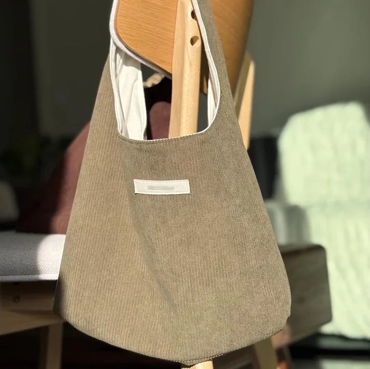 Handmade Corduroy Handbag Girls Leopard Tote Shoulder Bag Light Weight Customizable Women's Canvas Shoulder Bag