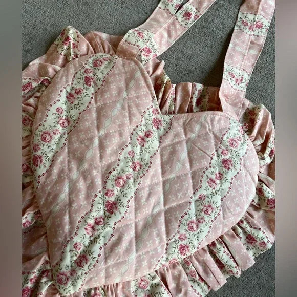 Handmade Cotton Heart Shaped Quilted Croquet Tote Bag Purse Custom Logo Shoulder Bag